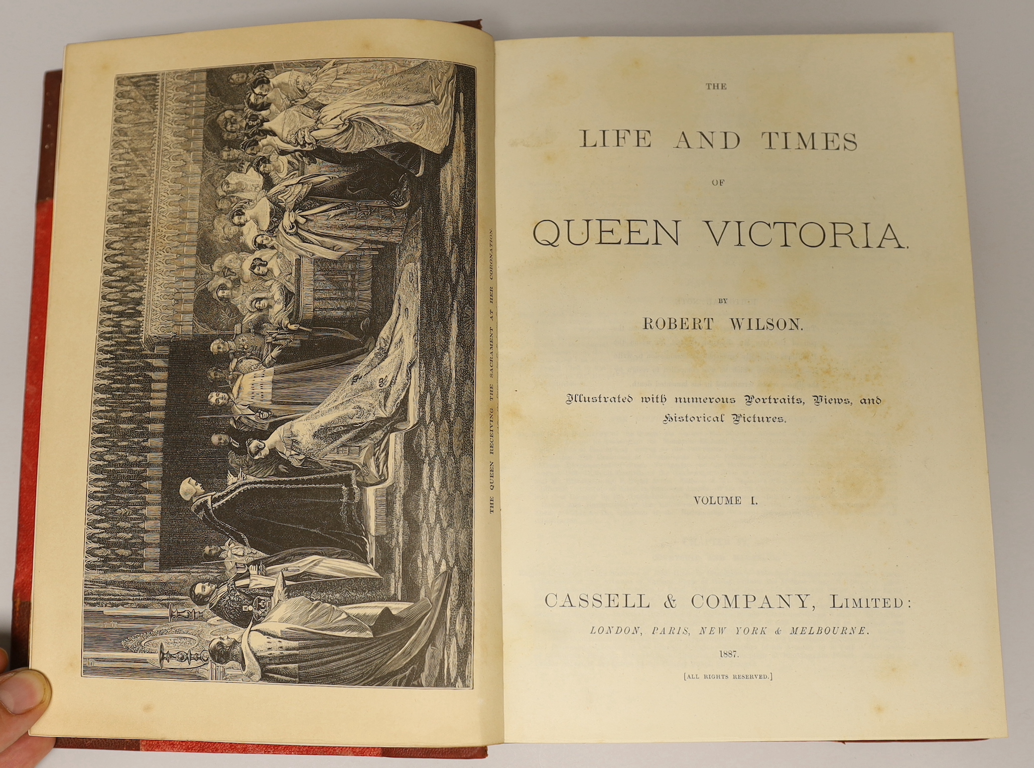 Fyffe, C.A - A History of Modern Europe, 3 vols, 8vo, half calf, with maps, Cassell and Company, London, etc., 1891; Wilson, Robert - The Life and Times of Queen Victoria, 2 vols, 8vo, half red morocco, Cassell and Compa